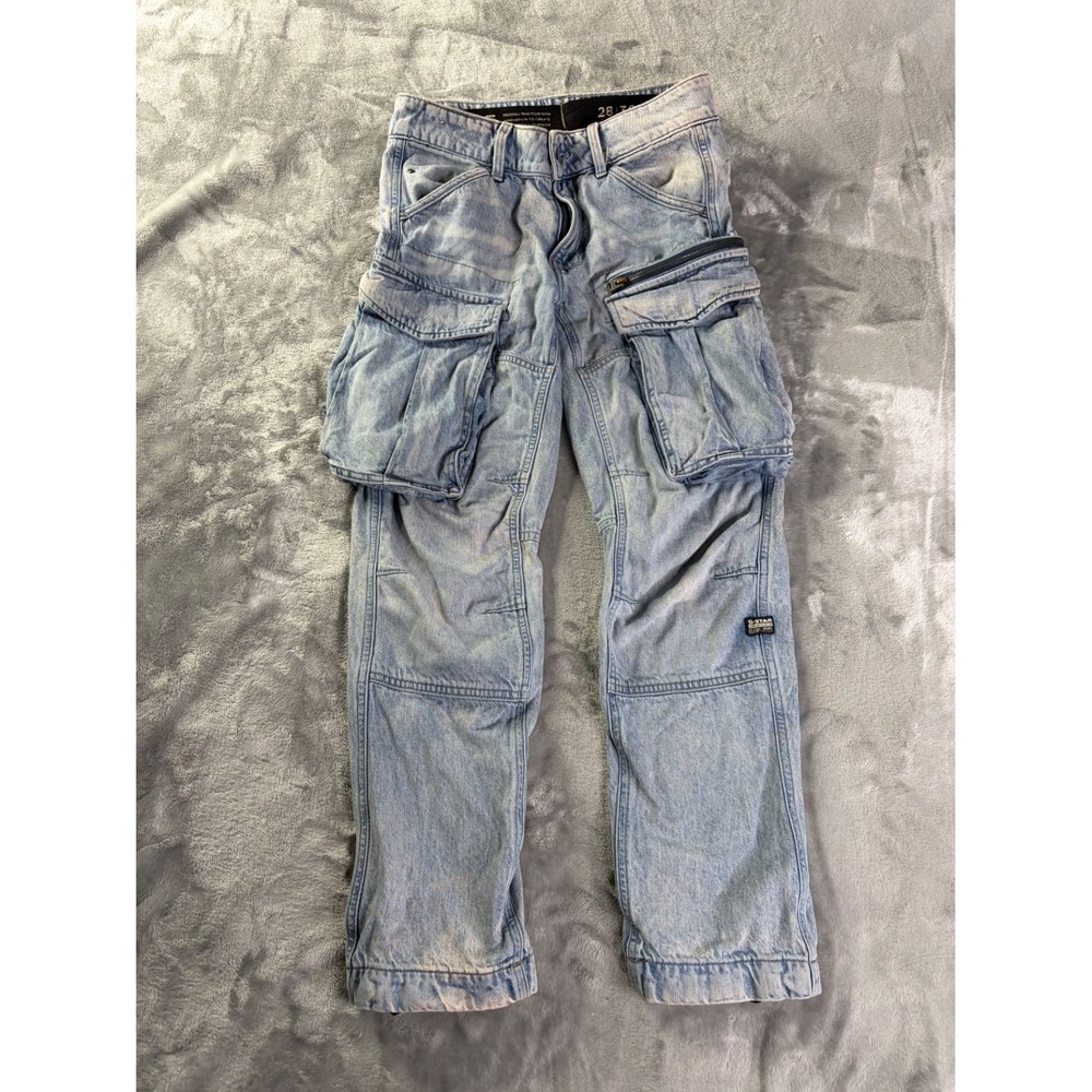 G-Star Raw Jeans Cargo Light Blue Wash Relaxed Mens Size 28x27 Blue Denim